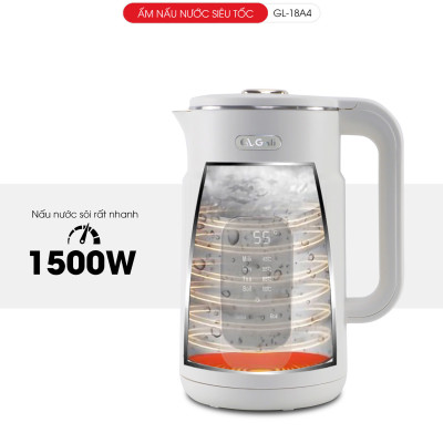 Ấm siêu tốc Gali GL-18A4 2 lớp INOX 304 nguyên khối màn hình hiển thị độ giữ ấm. Hàng chính hãng, bảo hành 24 tháng