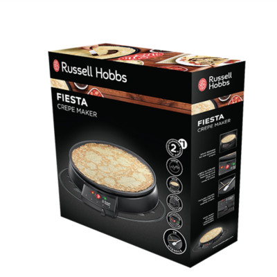 Máy làm bánh crepe, pancake điện Russell Hobbs, chống dính, điều chỉnh nhiệt độ, đèn báo hiệu - Hàng Chính Hãng Nhập khẩu Đức & EU