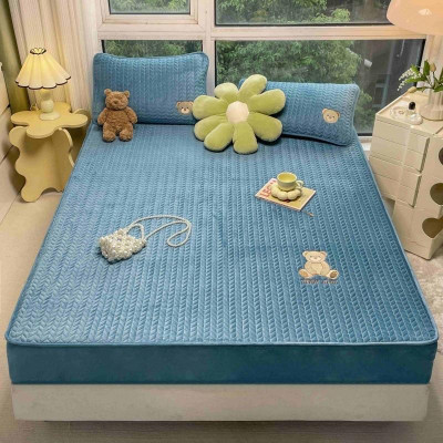 Set ga gối nỉ gấu trần xương cá mềm mịn bọc nệm dưới 30cm