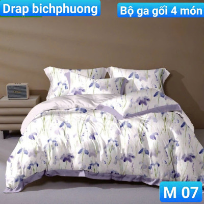 Bộ drap gối Tencel vải Hàn Quốc , đỉnh cao mát , mềm mại { drap và 3 áo gối}