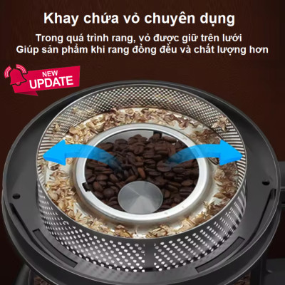 Máy rang hạt cà phê công nghệ gia nhiệt không khí chuyên nghiệp Thương hiệu Cafemasy Mỹ cao cấp Mã CCR-305D - Hàng Nhập Khẩu, Bảo Hành 12 Tháng