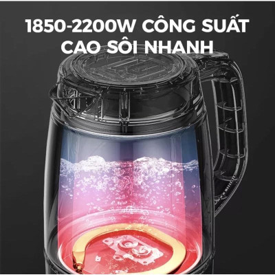 Günter & Hauer Bình Đun Siêu Tốc Bình Trà Điện Thủy Tinh 17L LED Dây Đèn Vòng Xanh - Hàng chính hãng