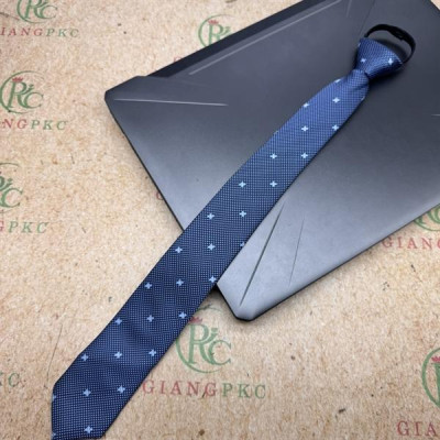 Cà vạt nam mẫu thắt sẵn dây kéo bản nhỏ 6cm mẫu xanh thêu