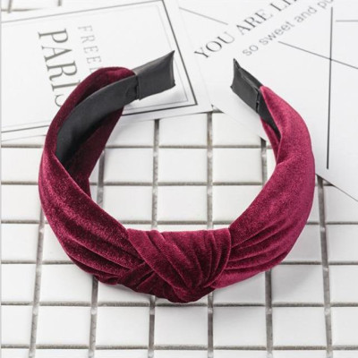 Bờm cài tóc turban nữ BN30A vải nhung màu đỏ đô