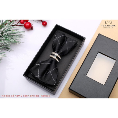 Nơ đeo cổ nam Chú rể - Nơ bướm 2 cánh đính đá cao cấp Full box, nhiều mẫu