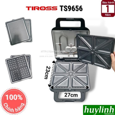 Máy làm - nướng bánh sandwich hotdog waffle Tiross TS9656 - 3 trong 1 - 1200W - Hàng chính hãng