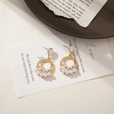 Earrings đeo tai dáng tròn kim loại thời trang cho nữ