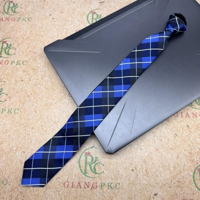 Cà vạt nam mẫu thắt sẵn dây kéo bản nhỏ 6cm mẫu xanh caro ô vuông