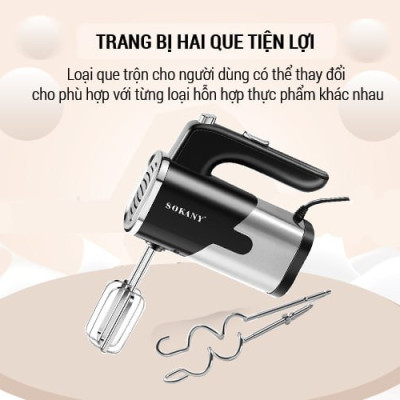 Máy đánh trứng cầm tay SOKANY 800W có 5 tốc độ điều chỉnh chuyên dụng SK-6621- Hàng chính hãng