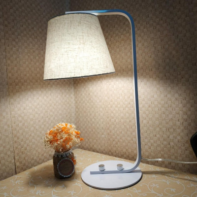 Đèn ngủ để bàn MONSKY cao cấp DB9005 chóa trắng nâu (đã bao gồm bóng LED) - ẢNH THẬT SHOP CHỤP