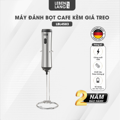Máy đánh bọt cafe cầm tay Lebenlang LBL4583, sạc điện tiện lợi, công suất 10W,  hàng chính hãng - bảo hành 2 năm