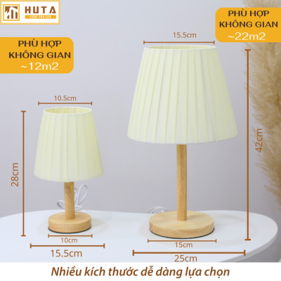 Đèn Ngủ Để Bàn HUTA G4 Gỗ Chao Xếp Ly Vintage Dễ Thương, Decor Trang Trí Phòng Ngủ, Đọc Sách Đầu Giường, Điều Chỉnh Độ sáng, Đèn Vàng Bóng LED Tiết Kiệm Điện