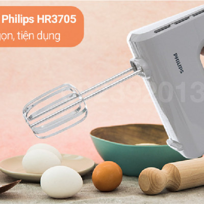 Máy đánh trứng cầm tay 300w. 5 tốc độ Philips HR3705/20 - Hàng chính hãng