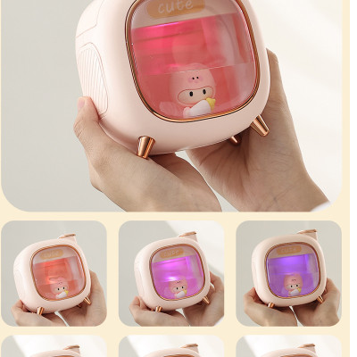 Máy phun sương, xông tinh dầu Rhino H809 500ml tạo ẩm, 2 đầu phun kèm đèn ngủ - Hàng chính hãng