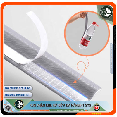 Ron Chặn Khe Cửa HT SYS - Chất Liệu PU Và PE Cải Tiến, Dài 2 Mét - Ron Dán Khe Cửa, Chân Cửa, Khung Cửa - Ngăn Gió Lùa, Cách Âm, Chống Bụi, Ngăn Côn Trùng, Chống Thoát Khí Điều Hòa, Chống Va Đập Cửa - Hàng Chính Hãng