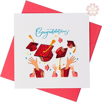 Thiệp Giấy Xoắn chúc mừng tốt nghiệp - size 15x15cm 