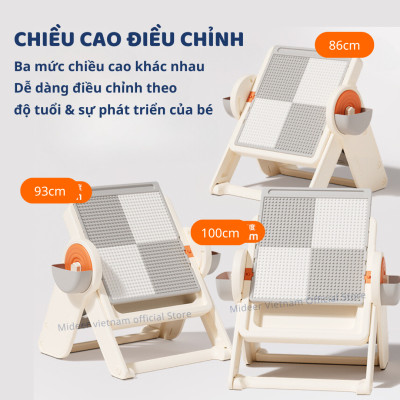 Bàn đồ chơi gấp gọn đa năng kèm bảng nam châm và ghế ngồi Mideer Multifunctional Block Table