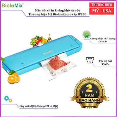 Máy hút chân không kiêm hàn miệng túi nhãn hiệu Biolomix W100  Công suất: 60W - HÀNG NHẬP KHẨU