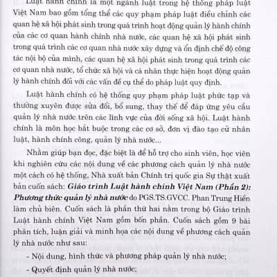 Giáo Trình Luật Hành Chính Việt Nam - Phần 2: Phương Thức Quản Lý Nhà Nước
