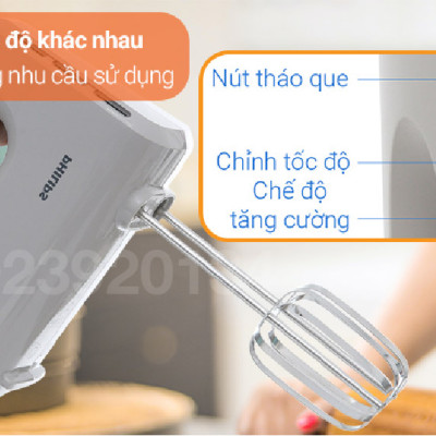 Máy đánh trứng cầm tay 300w. 5 tốc độ Philips HR3705/20 - Hàng chính hãng