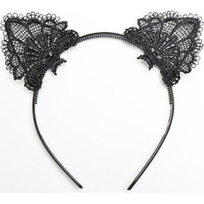 Bờm cài tóc xinh xắn hình mèo vải ren