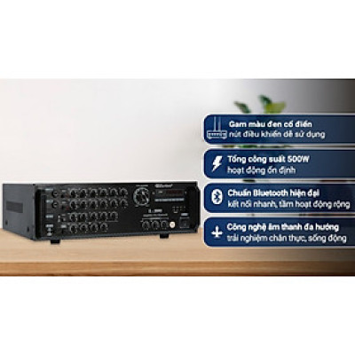 Amply Karaoke Bluetooth Công Suất Lớn 500W Zenbos Z2600, 8 Sò(Hàng Chính Hãng)