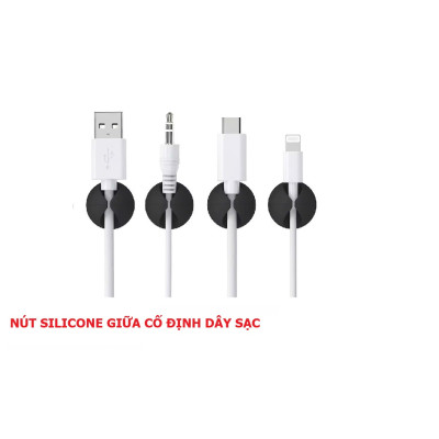 SET 5 Nút Silicon Giữ Dây, Dán Cố Định Dây Cáp Sạc, Dây Điện, Tai Nghe Sắp Xếp Gọn Gàng Cho Bàn Làm Việc. Takyhome 5680