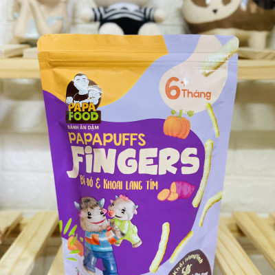 Bánh ăn dặm PAPAPUFFS FINGERS - BÍ ĐỎ&KHOAI LANG - 100% Ngũ Cốc Hữu Cơ - Gói 50g