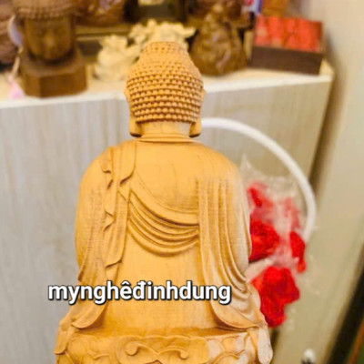 Tượng phật adiđà mini bằng gỗ bách xanh thơm nức kt cao 15x9x9cm
