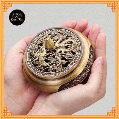 Lư đồng lư xông trầm hương trầm nụ cao cấp thiết kế tinh xảo tặng kèm trụ và lót chống cháy shop Diệu Tâm