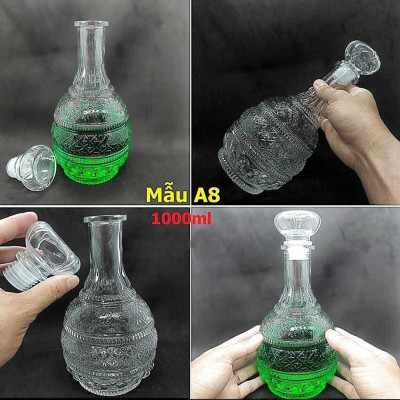 Bình Thủy Tinh Đựng Rượu (combo 4 cái) - Vỏ Chai Rượu Cao Cấp - Bình Đựng Rượu Thủy Tinh Đẹp (A1,A2,A8,B6)