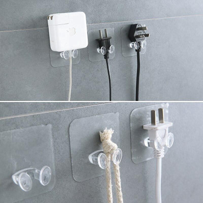 Combo 5 Móc Gài Trong Suốt Treo Phích Điện, Móc Dán Tường, Gài Các Loại Phích Cắm Điện Gọn Gàng Trên Tường. TakyHome 4000set5