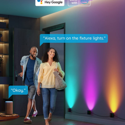 Đèn LED gắn tường trang trí nội thất Govee RGBWW Smart Fixture Light H6087 | Thắp sáng phòng khách, cầu thang, hành lang