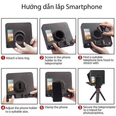 Lensgo Teleprompter TC7 - Máy Nhắc Chữ Mini Cho Biên Tập Viên, MC Truyền Hình, Kích Thước Nhỏ Gọn, Dùng Cho Điện Thoại, Máy Ảnh - Hàng Chính Hãng