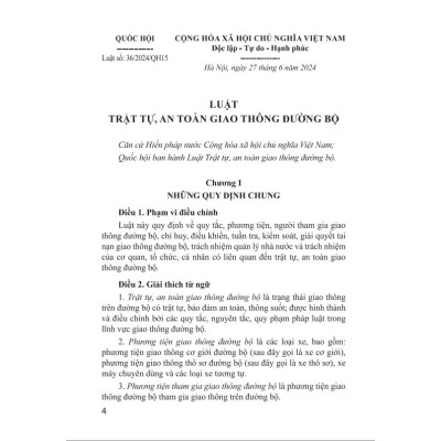 Sách - Luật Trật Tự, An Toàn Giao Thông Đường Bộ Năm 2024 - ndbooks