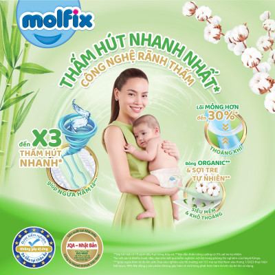 Tã/bỉm quần Molfix Thiên nhiên Jumbo L (9kg - 13kg) - Gói 36+6 miếng
