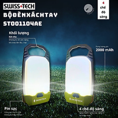 Bộ 2 đèn xách tay dùng trong cắm trại dùng Pin sạc SWISS+TECH ST001104AE - Hàng chính hãng