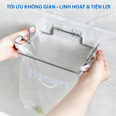 Giá Đỡ Túi Đựng Rác Treo Tường Nhà Bếp INOX Kèm Miếng Keo Siêu Dính Móc Treo Đồ Nhà Tắm Đa Năng