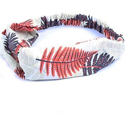 Băng Đô Vải Cài Tóc Họa Tiết Lá Màu Đỏ - Mã BD211