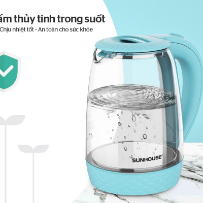 Ấm siêu tốc thủy tinh Sunhouse SHD1215 - Hàng Chính Hãng