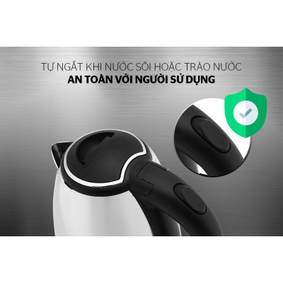 Ấm siêu tốc Sunhouse Happy time HTD1081, Công suất 1500W, Dung tích 1,8 lít, Chất liệu inox, Bảo hành 12 tháng