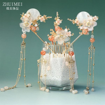 Bộ trâm cài tóc quý phi hồng ba món kèm bông tai 4-2021 Giangpkc sp220705