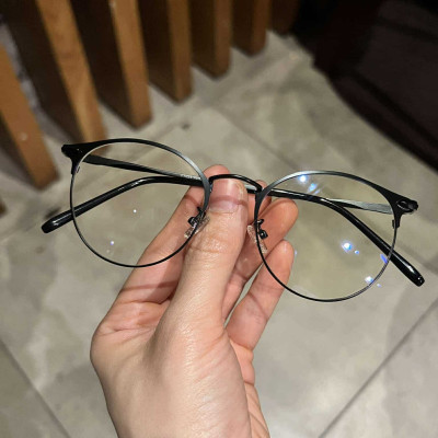 Kính gọng Mắt tròn kim loại tăm cao cấp thời trang Hàn Quốc (ĐEN)