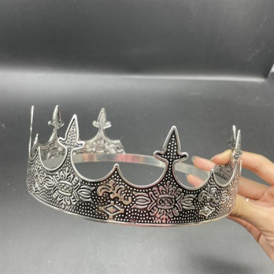 Vương miện nam tròn cao 6,5cm màu đen vân bạc