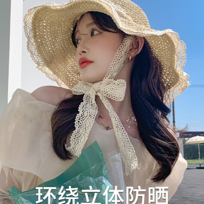 Mũ Rơm Ins Phiên Bản Hàn Quốc Thoáng Mát Nón Rộng Vành Nữ Du Lịch Mùa Hè Mũ Cói Đi Biển Chống Nắng Phối Ren Gấp Gọn dona23040605