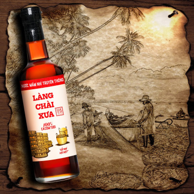 Nước mắm nhỉ Làng Chài Xưa truyền thống nhãn đỏ chai thủy tinh 500ml cốt nhỉ đặc biệt vị đậm đà gu ông bà xưa từ 100% cá cơm tươi không chất bảo quản