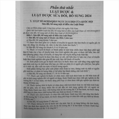Sách Luật Dược sửa đổi, bổ sung và Các Quy Định Mới Nhất Dành Cho Ngành Dược, Dược Sĩ, Nhà Thuốc - V2507D