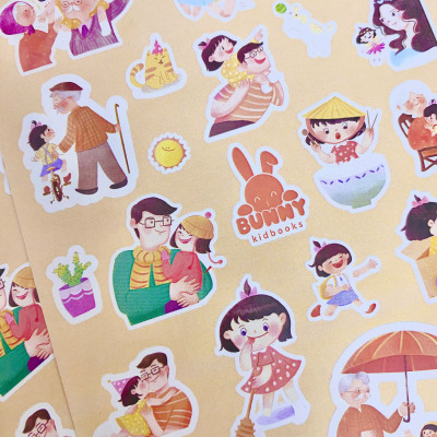 Sticker Gia Đình Dễ Thương Cho Bé Thỏa Sức Bóc Dán, Trang Trí Đồ Chơi, Sách Vở Học Tập