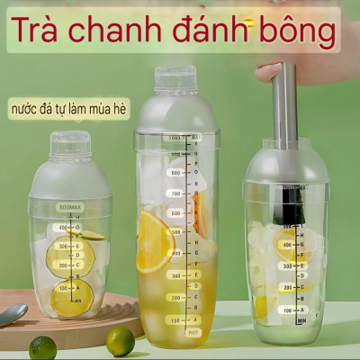 Bình Lắc pha chế, dụng cụ pha chế Bình Lắc Cocktail Shaker Nhựa Có Vạch Chia mil rõ nét Pha Chế Trà Sữa Trà Chanh, Cocktail , Cafe 