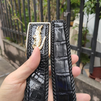 Nịt cá sấu mặt khóa hình cá sấu thép ko gỉ. Da Bụng Liền Tấm Đan Viền!